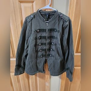 Torrid Military Jacket Stretch Twill Peplum Embellished green Women's Size 2x
